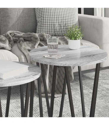 vidaXL Side Table Set 2 pcs Grey Sonoma and Black — V0672062529