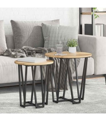 vidaXL Side Table Set 2 pcs Artisan Oak and Black — V0672062530