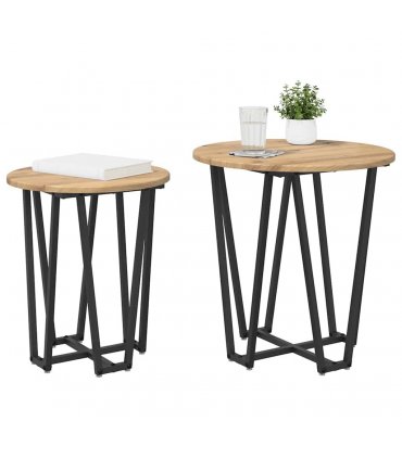 vidaXL Side Table Set 2 pcs Artisan Oak and Black — V0672062530