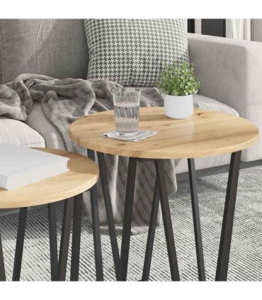vidaXL Side Table Set 2 pcs Artisan Oak and Black — V0672062530