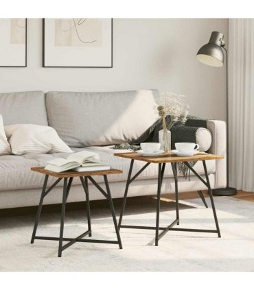 vidaXL Side Table Set 2 pcs Old Wood and Black — V0672062532