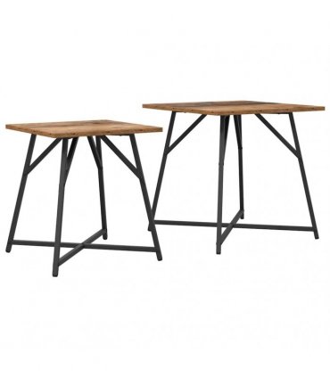 vidaXL Side Table Set 2 pcs Old Wood and Black — V0672062532