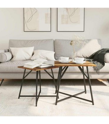 vidaXL Side Table Set 2 pcs Old Wood and Black — V0672062532
