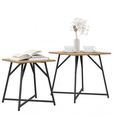 vidaXL Side Table Set 2 pcs Artisan Oak and Black — V0672062533