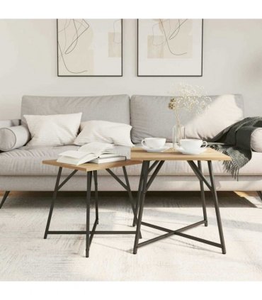 vidaXL Side Table Set 2 pcs Artisan Oak and Black — V0672062533