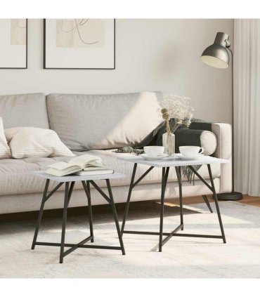 vidaXL Side Table Set 2 pcs Grey Sonoma and Black — V0672062534