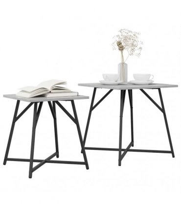 vidaXL Side Table Set 2 pcs Grey Sonoma and Black — V0672062534