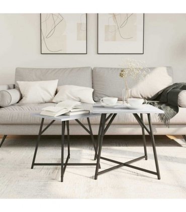 vidaXL Side Table Set 2 pcs Grey Sonoma and Black — V0672062534