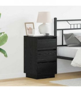 vidaXL Bedside Cabinet Black Oak 39 x 34.5 x 65 cm Engineered wood