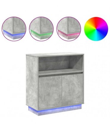 vidaXL LED Sideboard Concrete grey 71 x 34.5 x 75 cm Engineered Wood — V0672062576