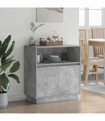 vidaXL LED Sideboard Concrete grey 71 x 34.5 x 75 cm Engineered Wood — V0672062576
