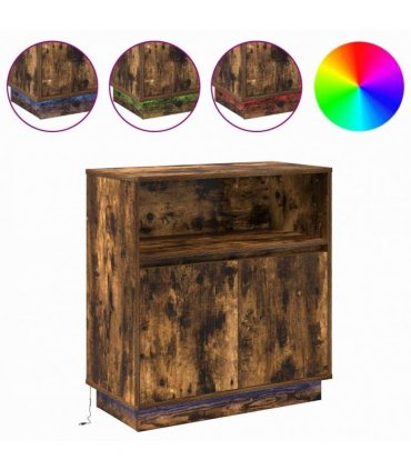 vidaXL LED Sideboard Smoked Oak 71 x 34.5 x 75 cm Engineered Wood