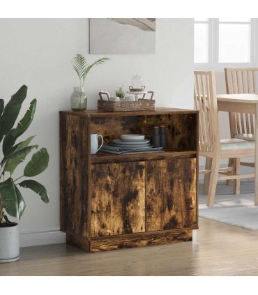 vidaXL LED Sideboard Smoked Oak 71 x 34.5 x 75 cm Engineered Wood
