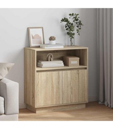 vidaXL LED Sideboard Sonoma Oak 71 x 34.5 x 75 cm Engineered Wood