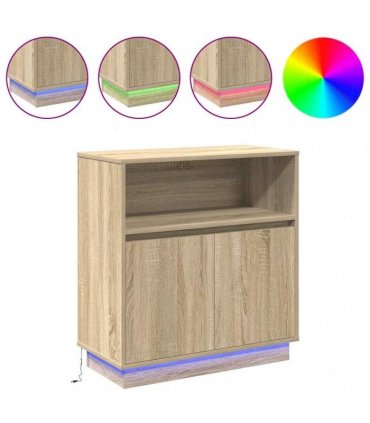 vidaXL LED Sideboard Sonoma Oak 71 x 34.5 x 75 cm Engineered Wood