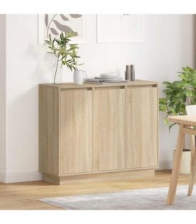 vidaXL LED Sideboard Sonoma Oak 90 x 32 x 75 cm Engineered Wood