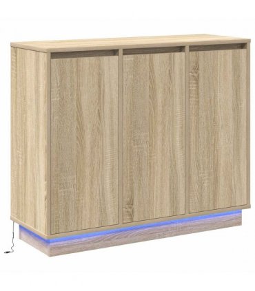 vidaXL LED Sideboard Sonoma Oak 90 x 32 x 75 cm Engineered Wood