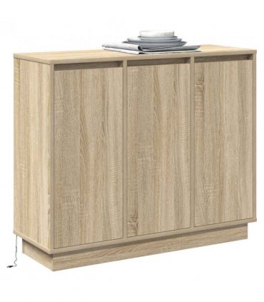 vidaXL LED Sideboard Sonoma Oak 90 x 32 x 75 cm Engineered Wood