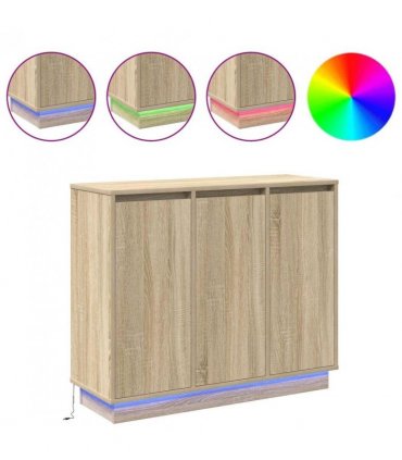 vidaXL LED Sideboard Sonoma Oak 90 x 32 x 75 cm Engineered Wood