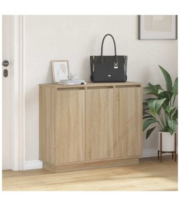 vidaXL LED Sideboard Sonoma Oak 90 x 32 x 75 cm Engineered Wood