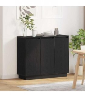 vidaXL LED Sideboard Black Oak 90 x 32 x 75 cm Engineered Wood