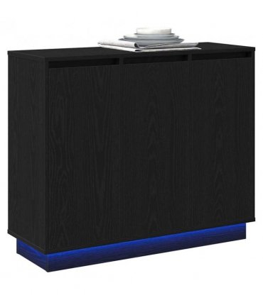vidaXL LED Sideboard Black Oak 90 x 32 x 75 cm Engineered Wood