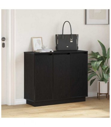 vidaXL LED Sideboard Black Oak 90 x 32 x 75 cm Engineered Wood