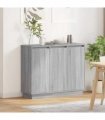 vidaXL LED Sideboard Grey Sonoma 90 x 32 x 75 cm Engineered Wood