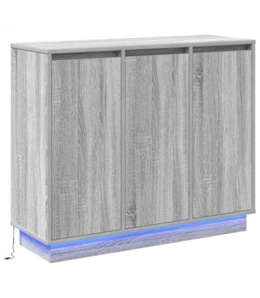 vidaXL LED Sideboard Grey Sonoma 90 x 32 x 75 cm Engineered Wood