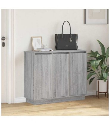 vidaXL LED Sideboard Grey Sonoma 90 x 32 x 75 cm Engineered Wood