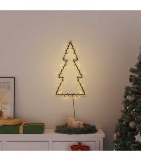vidaXL Christmas Lights Christmas Tree Silhouette 80 LEDs Warm White — Size: 34 x 60 cm