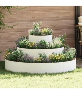 vidaXL Garden Planter White 120 x 120 x 20 cm Cold-rolled Steel — Colour: Steel/white, Size: Ø 120 cm