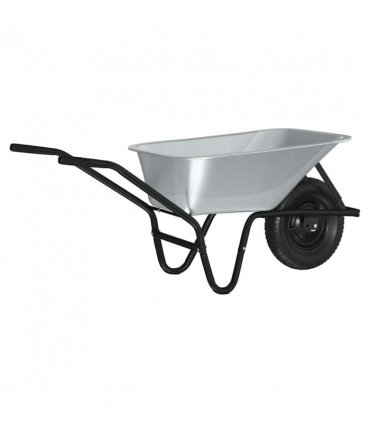 vidaXL Wheelbarrow Silver and Black 141 x 60 x 57 cm Steel — Model: Single wheel/deep tub