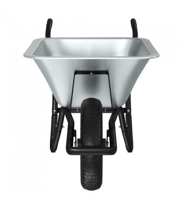 vidaXL Wheelbarrow Silver and Black 141 x 60 x 57 cm Steel — Model: Single wheel/deep tub