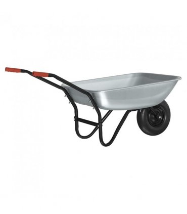 vidaXL Wheelbarrow Silver and Black 133 x 62.5 x 58 cm Steel — Model: Single wheel/shallow tub