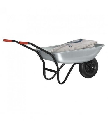 vidaXL Wheelbarrow Silver and Black 133 x 62.5 x 58 cm Steel — Model: Single wheel/shallow tub