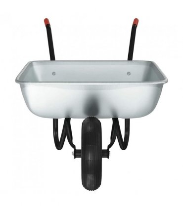vidaXL Wheelbarrow Silver and Black 133 x 62.5 x 58 cm Steel — Model: Single wheel/shallow tub