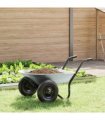 vidaXL Wheelbarrow Silver and Black 124 x 73 x 65 cm Steel — Model: Double wheels/shallow tub