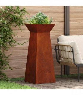 vidaXL Pillar Planter 2 pcs Silver 40 x 40 x 100 cm Weathering Steel — Size: 40 x 40 x 101 cm
