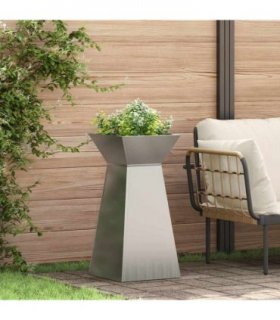 vidaXL Pillar Planter Silver 35 x 35 x 73 cm — Colour: Galvanised steel