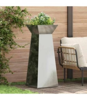 vidaXL Pillar Planter 2 pcs Silver 40 x 40 x 100 cm — Colour: Galvanised steel, Size: 40 x 40 x 101 cm