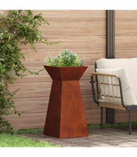 vidaXL Pillar Planter 2 pcs Silver 35 x 35 x 73 cm — Colour: Weathering steel