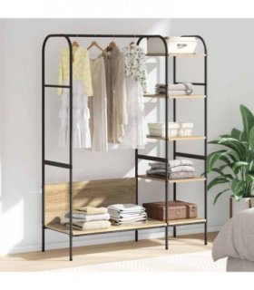 vidaXL Clothes Rack with Shelf Brown 120 x 44 x 160 cm Engineered Wood — Colour: Sonoma oak