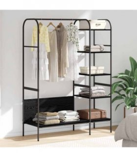 vidaXL Clothes Rack with Shelf Black 120 x 44 x 160 cm Engineered Wood — Colour: Black oak