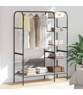 vidaXL Clothes Rack with Shelf Grey 120 x 44 x 160 cm Engineered Wood — Colour: Grey sonoma