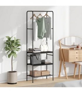 vidaXL Clothes Rack Black Oak 60 x 30 x 171 cm Engineered Wood