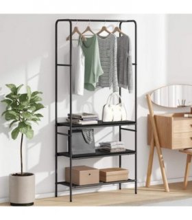 vidaXL Clothes Rack Black Oak 77 x 30 x 171 cm Engineered Wood