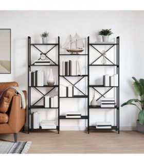 vidaXL Bookshelf Black Oak 156 x 25 x 167 cm Engineered Wood