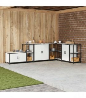 vidaXL Kitchen Storage HATTEM White 40 x 50 x 92 cm Steel — Model: Kitchen storage shelf