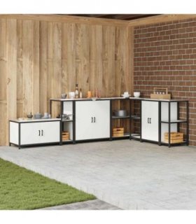 vidaXL Kitchen Storage HATTEM White 30 x 50 x 92 cm Steel — Model: Kitchen storage shelf